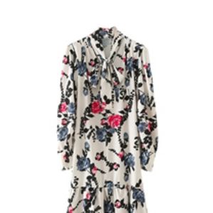 Double-layer Stitching Dress With Lace Print Hem